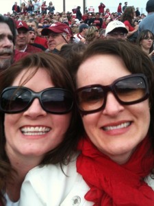 My sister Michelle and I at a football game